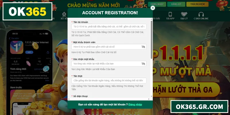 Hướng dẫn đăng ký OK365 cực đơn giản